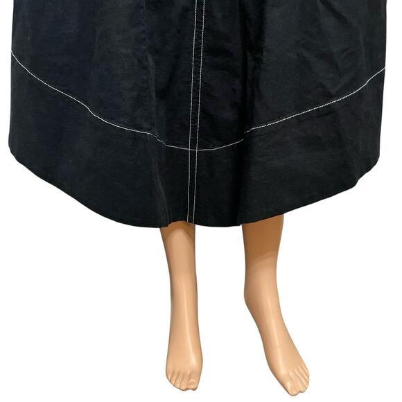 Anthropologie Curved Hem Linen Midi Skirt XS/S Flared Prairie Western Minimalist - Picture 2 of 8